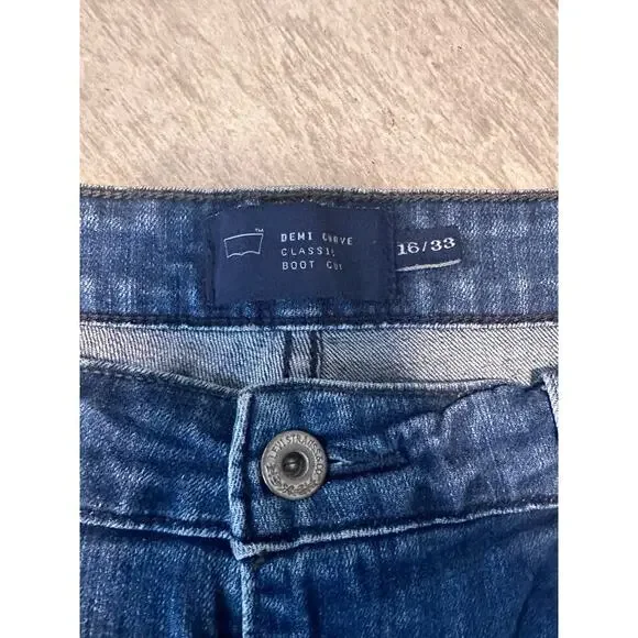 Levis Demi Curve Classic Boot Cut Denim Blue Jeans Sz 16/33 - Picture 3 of 3